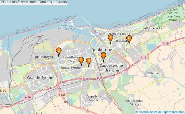 plan Piste d'athlétisme isolée Dunkerque : 6 équipements