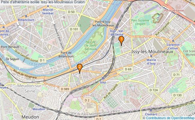 plan Piste d'athlétisme isolée Issy-les-Moulineaux : 2 équipements