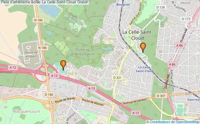plan Piste d'athlétisme isolée La Celle-Saint-Cloud : 2 équipements