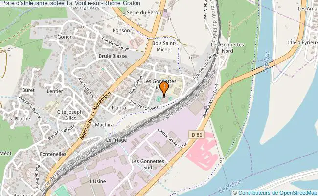 plan Piste d'athlétisme isolée La Voulte-sur-Rhône : 1 équipements