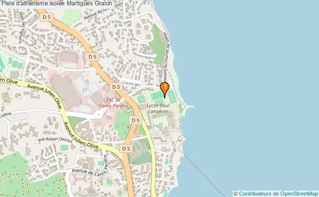 plan Piste d'athlétisme isolée Martigues : 1 équipements