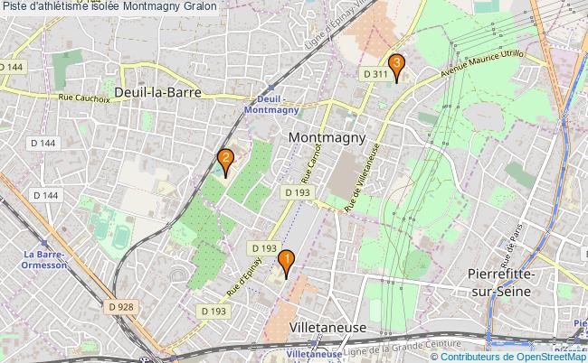 plan Piste d'athlétisme isolée Montmagny : 3 équipements