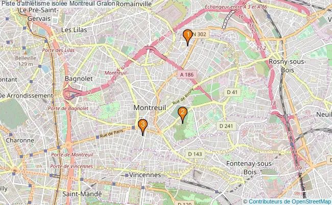 plan Piste d'athlétisme isolée Montreuil : 3 équipements