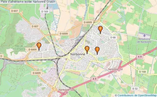 plan Piste d'athlétisme isolée Narbonne : 4 équipements