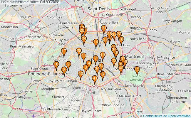 plan Piste d'athlétisme isolée Paris : 42 équipements