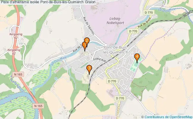 plan Piste d'athlétisme isolée Pont-de-Buis-lès-Quimerch : 4 équipements