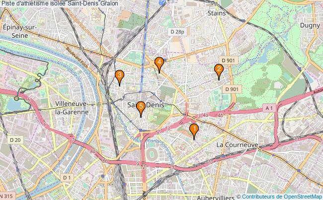 plan Piste d'athlétisme isolée Saint-Denis : 5 équipements
