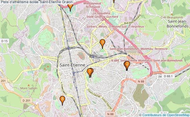 plan Piste d'athlétisme isolée Saint-Etienne : 8 équipements