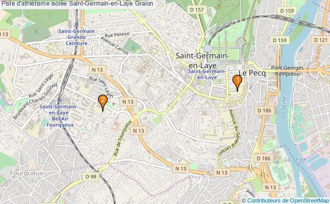 plan Piste d'athlétisme isolée Saint-Germain-en-Laye : 2 équipements