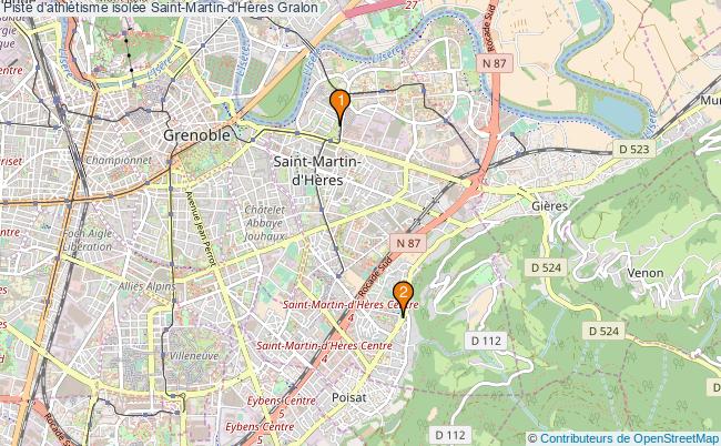 plan Piste d'athlétisme isolée Saint-Martin-d'Hères : 2 équipements