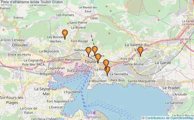 plan Piste d'athlétisme isolée Toulon : 7 équipements