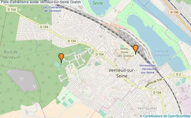 plan Piste d'athlétisme isolée Verneuil-sur-Seine : 2 équipements