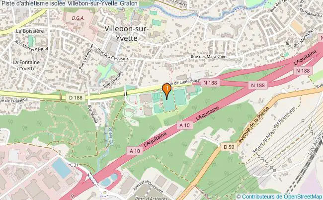 plan Piste d'athlétisme isolée Villebon-sur-Yvette : 1 équipements