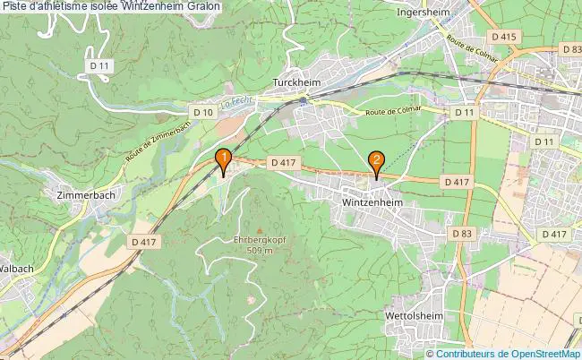 plan Piste d'athlétisme isolée Wintzenheim : 2 équipements