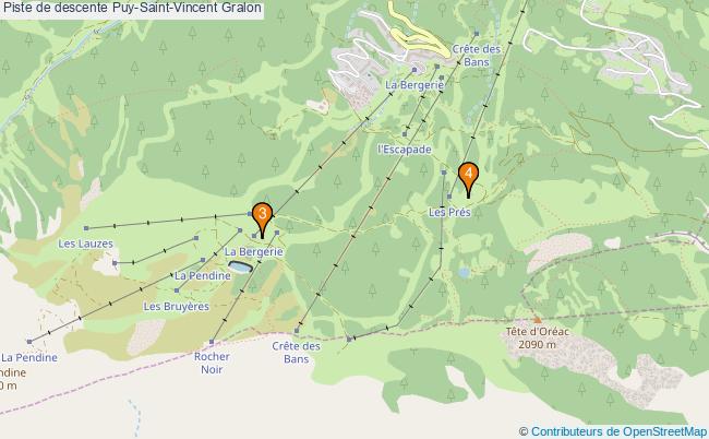 plan Piste de descente Puy-Saint-Vincent : 4 équipements