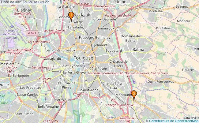 plan Piste de kart Toulouse : 2 équipements