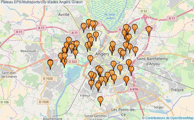 plan Plateau EPS/Multisports/city-stades Angers : 60 équipements