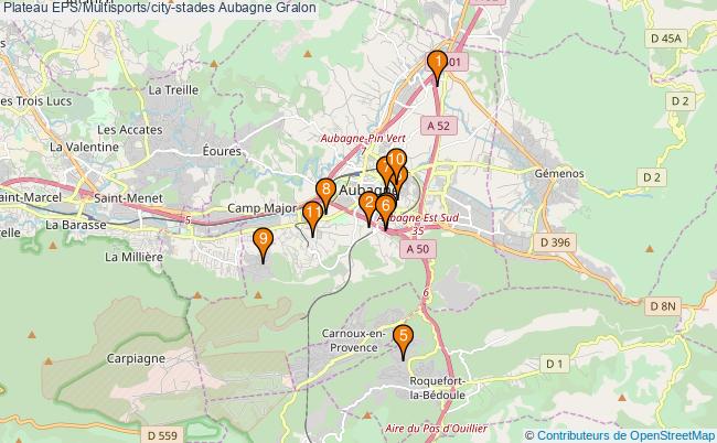 plan Plateau EPS/Multisports/city-stades Aubagne : 11 équipements