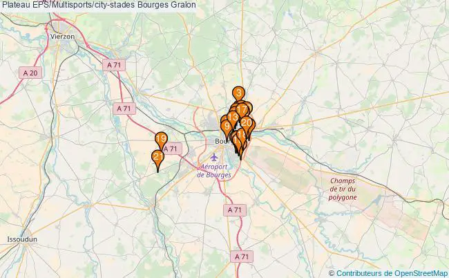 plan Plateau EPS/Multisports/city-stades Bourges : 21 équipements
