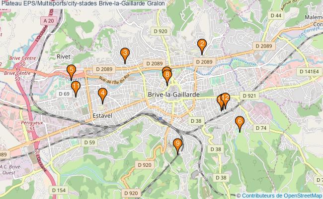 plan Plateau EPS/Multisports/city-stades Brive-la-Gaillarde : 12 équipements
