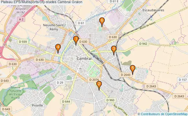 plan Plateau EPS/Multisports/city-stades Cambrai : 6 équipements