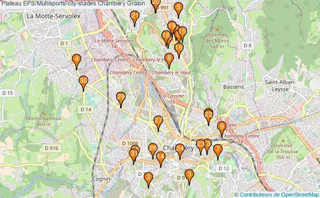 plan Plateau EPS/Multisports/city-stades Chambéry : 31 équipements