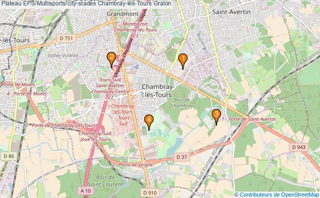 plan Plateau EPS/Multisports/city-stades Chambray-les-Tours : 4 équipements