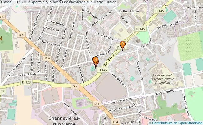 plan Plateau EPS/Multisports/city-stades Chennevières-sur-Marne : 3 équipements