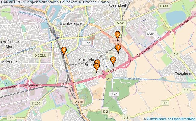 plan Plateau EPS/Multisports/city-stades Coudekerque-Branche : 6 équipements