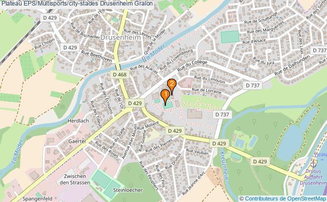 plan Plateau EPS/Multisports/city-stades Drusenheim : 2 équipements