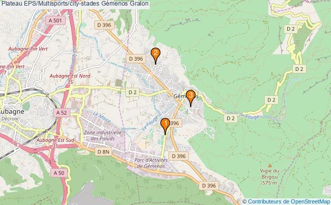 plan Plateau EPS/Multisports/city-stades Gémenos : 3 équipements