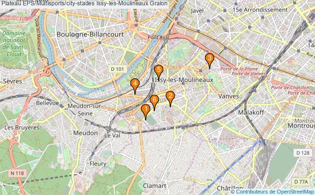 plan Plateau EPS/Multisports/city-stades Issy-les-Moulineaux : 6 équipements