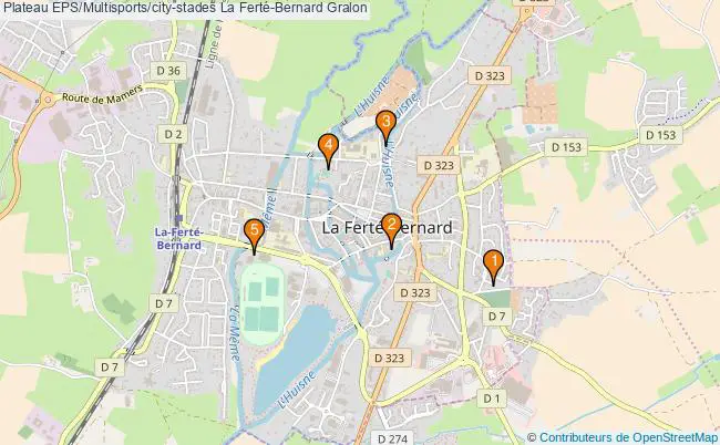 plan Plateau EPS/Multisports/city-stades La Ferté-Bernard : 5 équipements