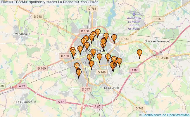 plan Plateau EPS/Multisports/city-stades La Roche-sur-Yon : 29 équipements
