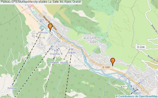 plan Plateau EPS/Multisports/city-stades La Salle les Alpes : 2 équipements