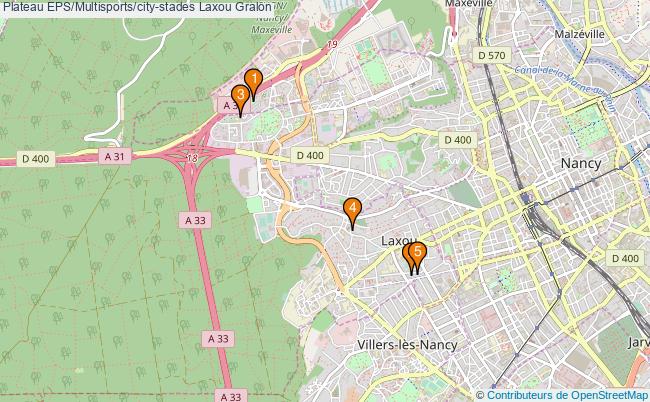 plan Plateau EPS/Multisports/city-stades Laxou : 5 équipements