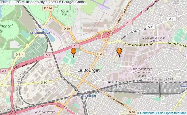 plan Plateau EPS/Multisports/city-stades Le Bourget : 2 équipements
