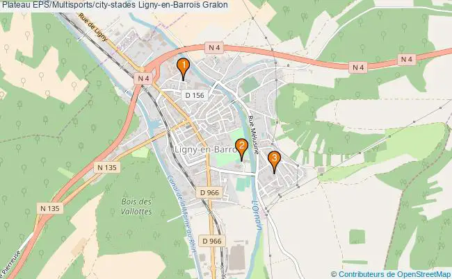 plan Plateau EPS/Multisports/city-stades Ligny-en-Barrois : 3 équipements
