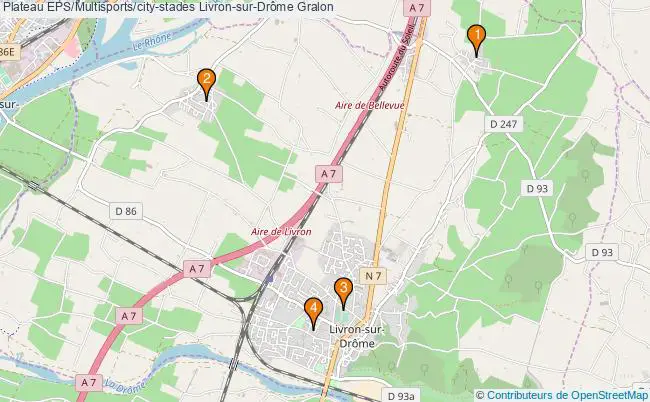 plan Plateau EPS/Multisports/city-stades Livron-sur-Drôme : 4 équipements