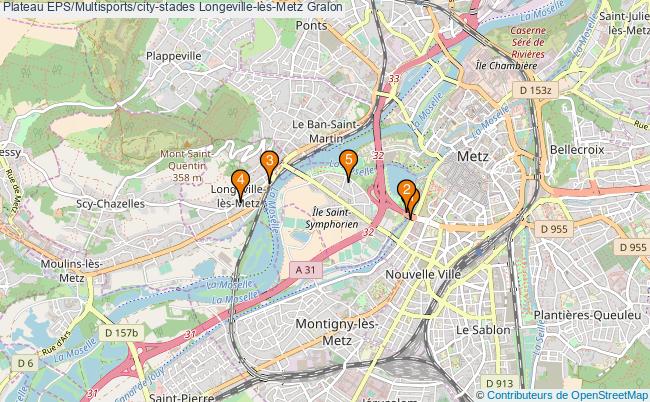 plan Plateau EPS/Multisports/city-stades Longeville-lès-Metz : 5 équipements