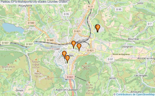 plan Plateau EPS/Multisports/city-stades Lourdes : 6 équipements