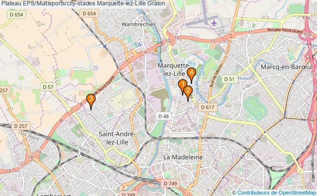 plan Plateau EPS/Multisports/city-stades Marquette-lez-Lille : 4 équipements