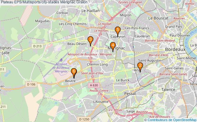 plan Plateau EPS/Multisports/city-stades Mérignac : 6 équipements