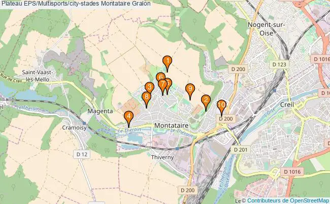 plan Plateau EPS/Multisports/city-stades Montataire : 10 équipements