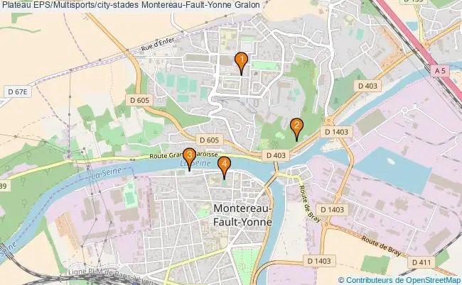plan Plateau EPS/Multisports/city-stades Montereau-Fault-Yonne : 4 équipements