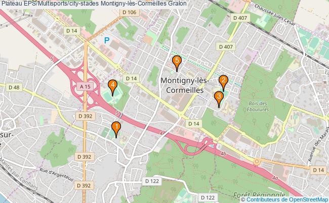 plan Plateau EPS/Multisports/city-stades Montigny-lès-Cormeilles : 5 équipements