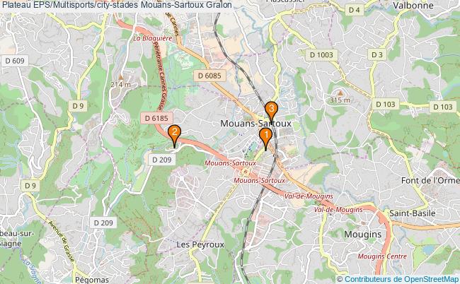 plan Plateau EPS/Multisports/city-stades Mouans-Sartoux : 3 équipements