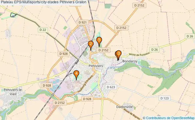plan Plateau EPS/Multisports/city-stades Pithiviers : 5 équipements