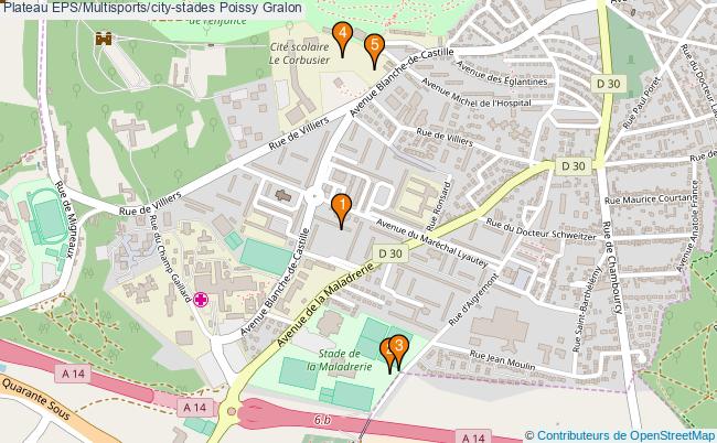 plan Plateau EPS/Multisports/city-stades Poissy : 5 équipements