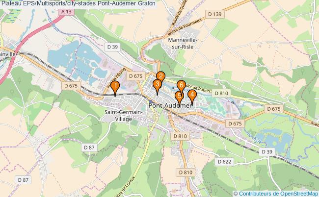 plan Plateau EPS/Multisports/city-stades Pont-Audemer : 6 équipements